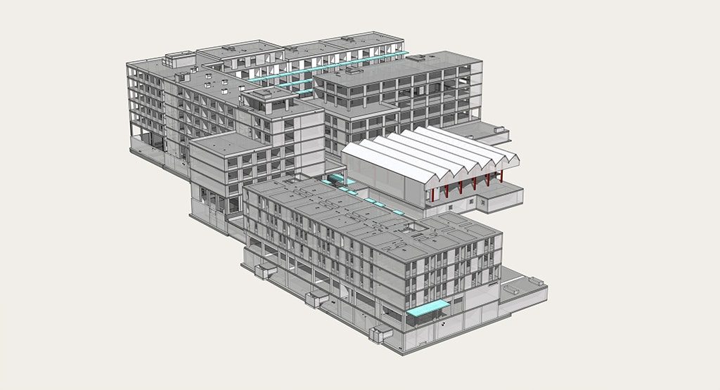 Gebäudeteillängsschnitt aus dem 3D Modell