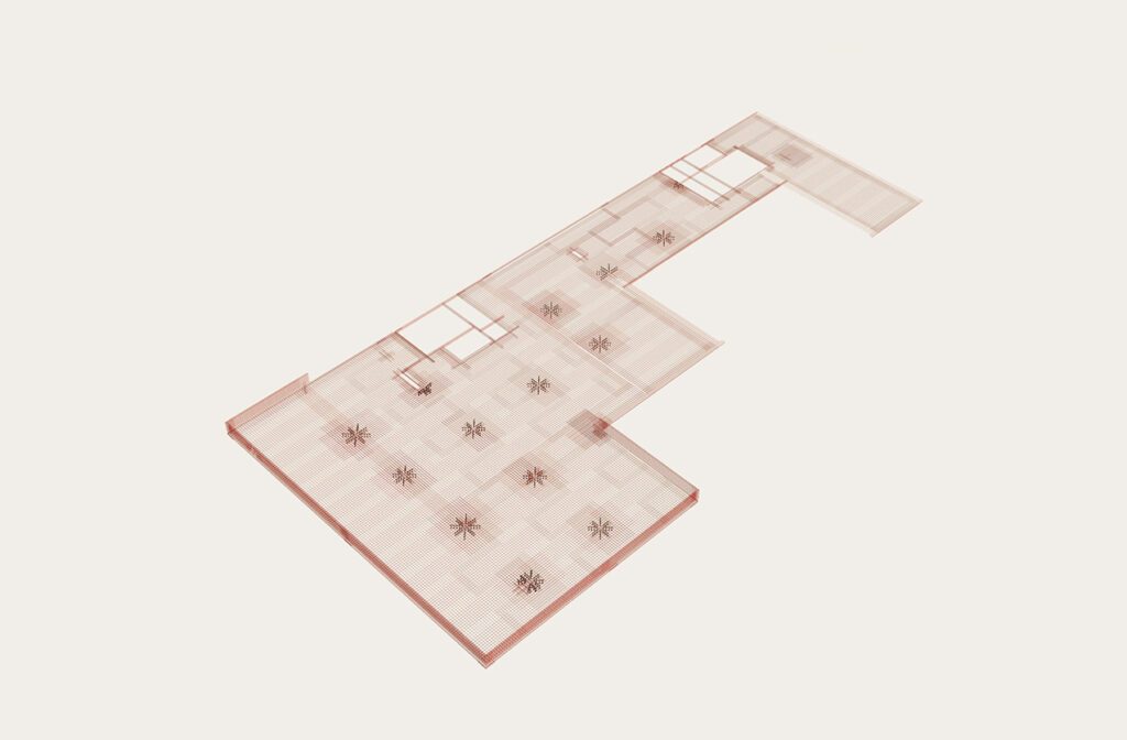 3D Teilmodell der Bewehrung für die Gründung